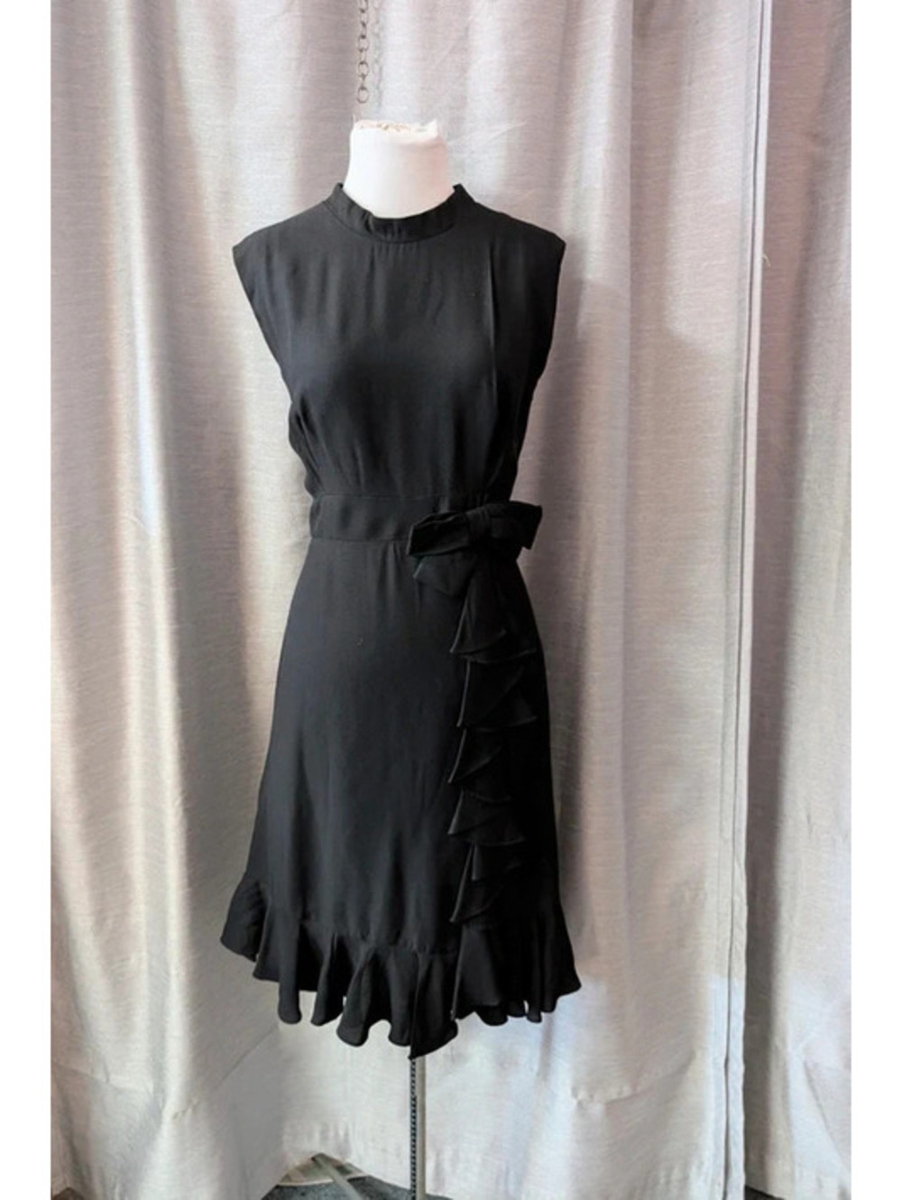 SOLD Vintage 60s Black Ruffled Tank Dress L